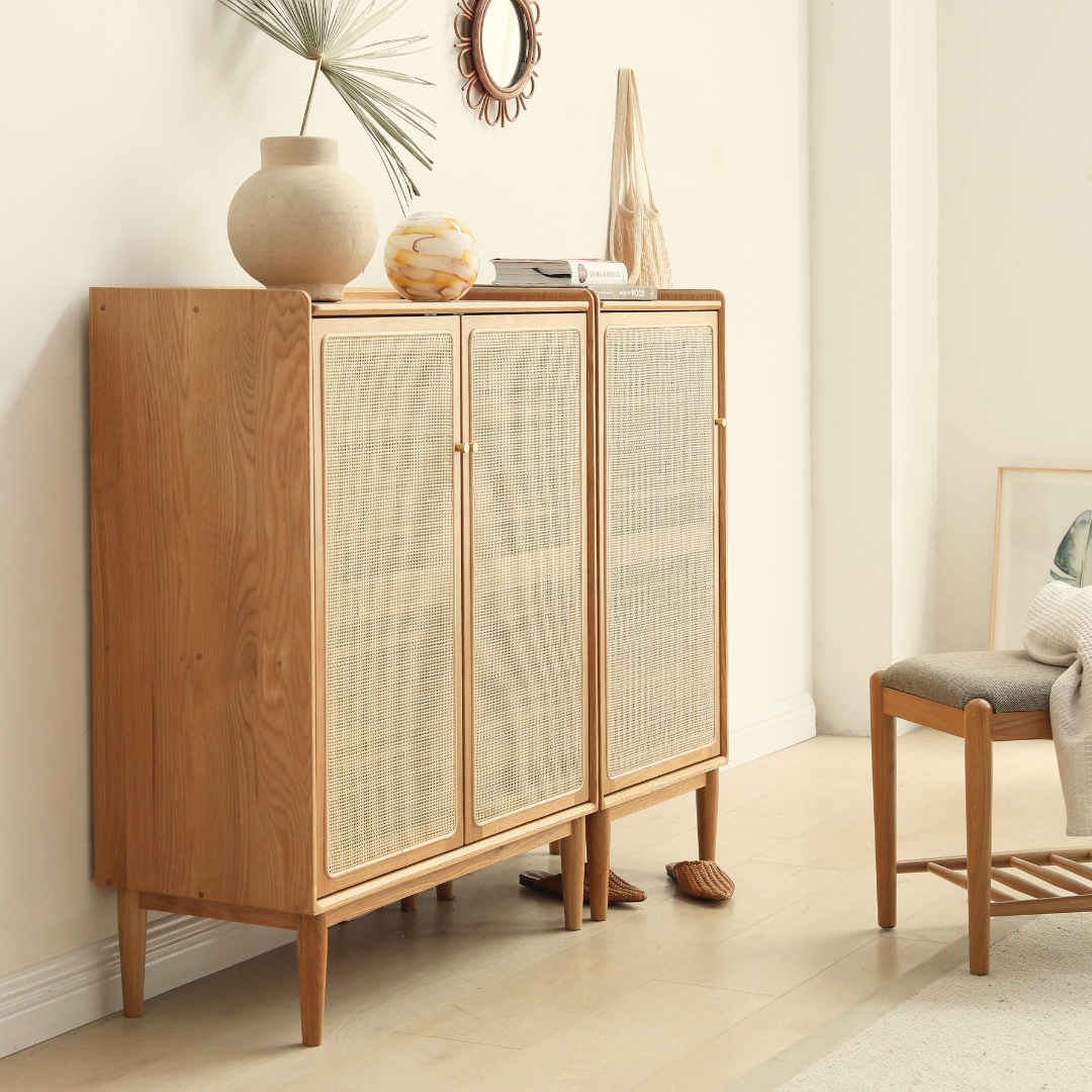 Wally rattan shoe cabinet