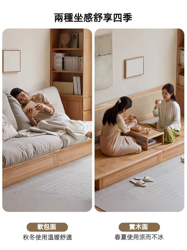 Zen oak storage sofa