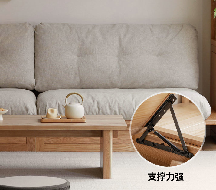Zen oak storage sofa