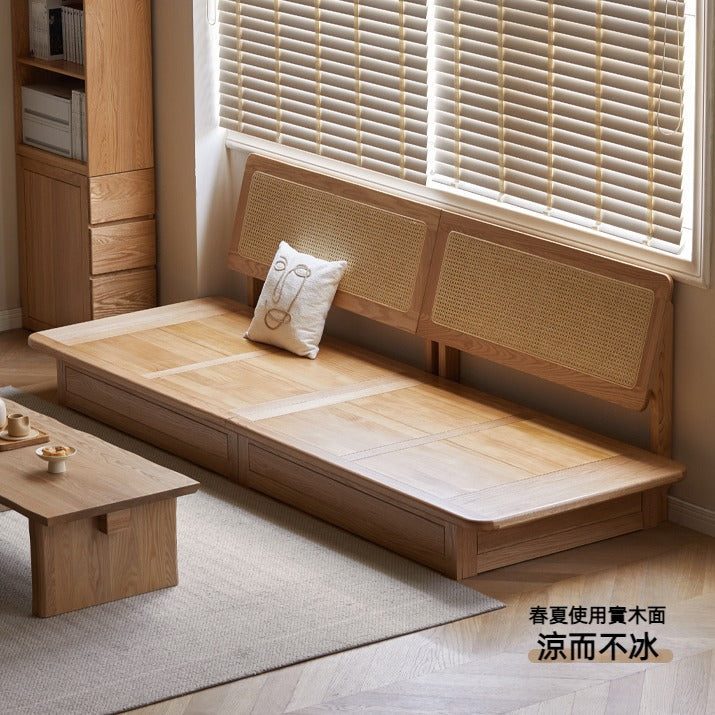 Zen oak storage sofa